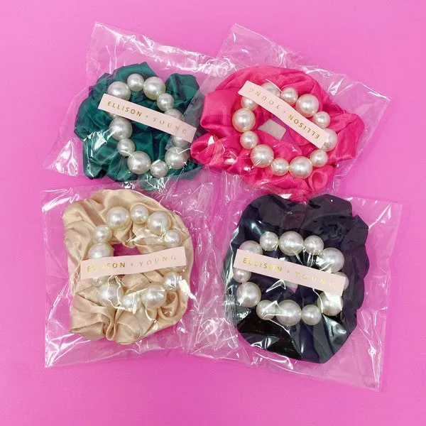 Pearl & Satin Scrunchie Set