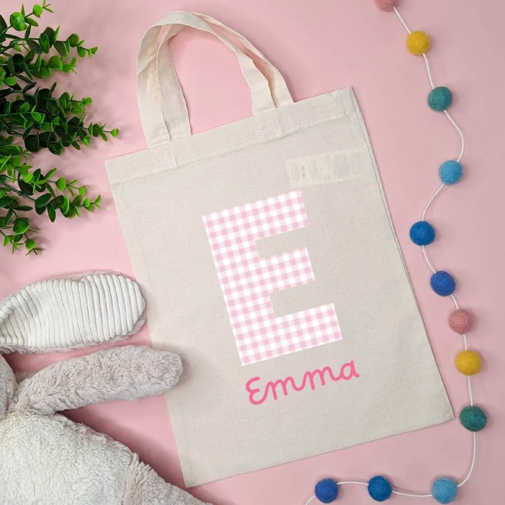 Personalised Gingham Easter Egg Hunt Bag