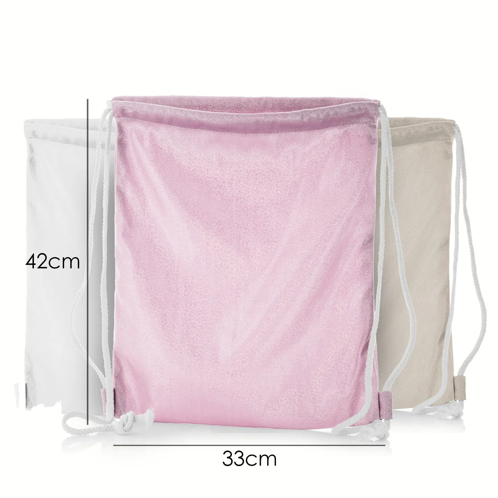 Personalised Glitter Drawstring Backpack with Alpaca Bow Tie and Glasses and Cute Text