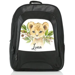 Personalised Rucksack with Lion Cub Olive Branch and Cute Text