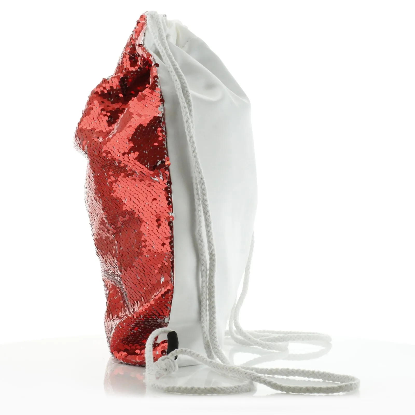 Personalised Sequin Drawstring Backpack with Welcoming Text and Relaxing Mum and Baby Giraffes