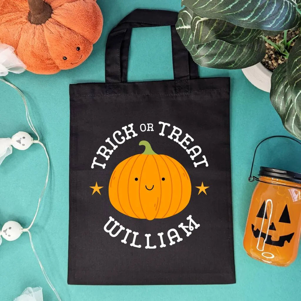 Personalised Trick Or Treat Pumpkin Halloween Bag
