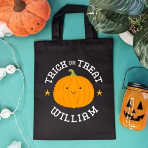 Personalised Trick Or Treat Pumpkin Halloween Bag