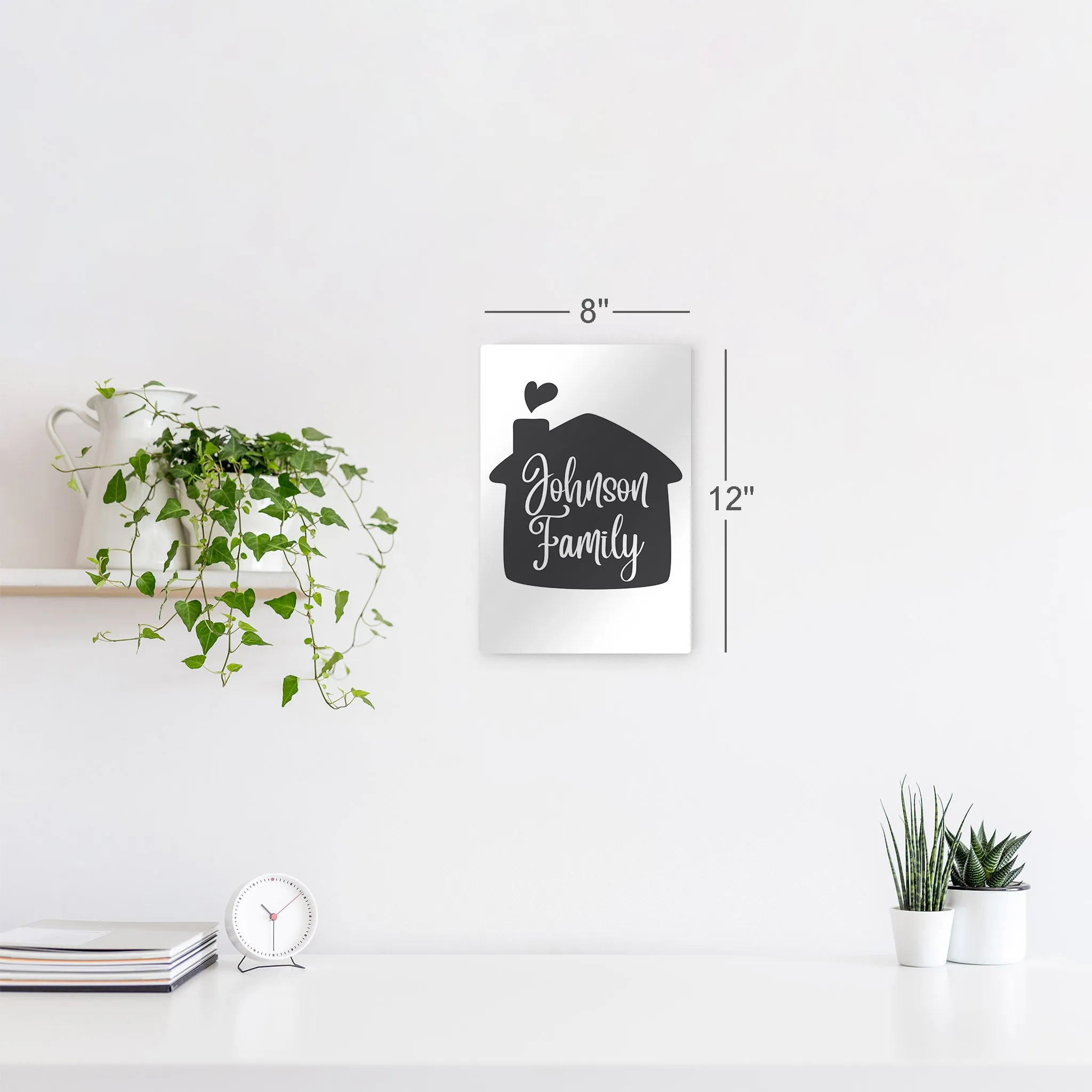 Personalized Gift Wall Art with Family Name in Home Shape Design
