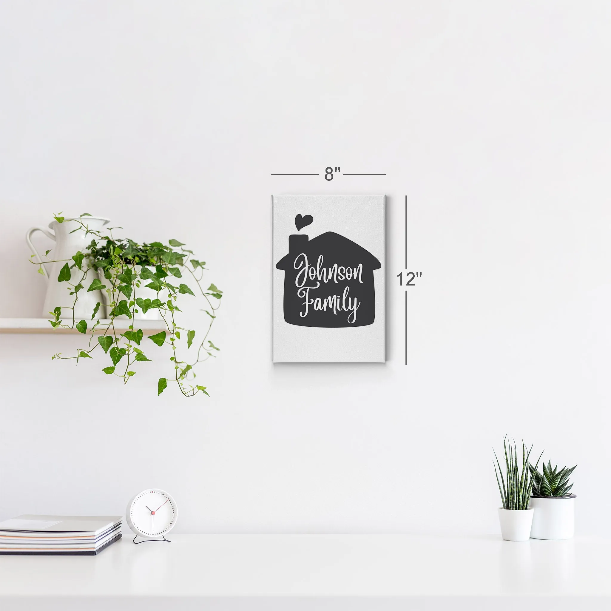 Personalized Gift Wall Art with Family Name in Home Shape Design