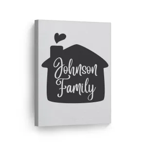 Personalized Gift Wall Art with Family Name in Home Shape Design