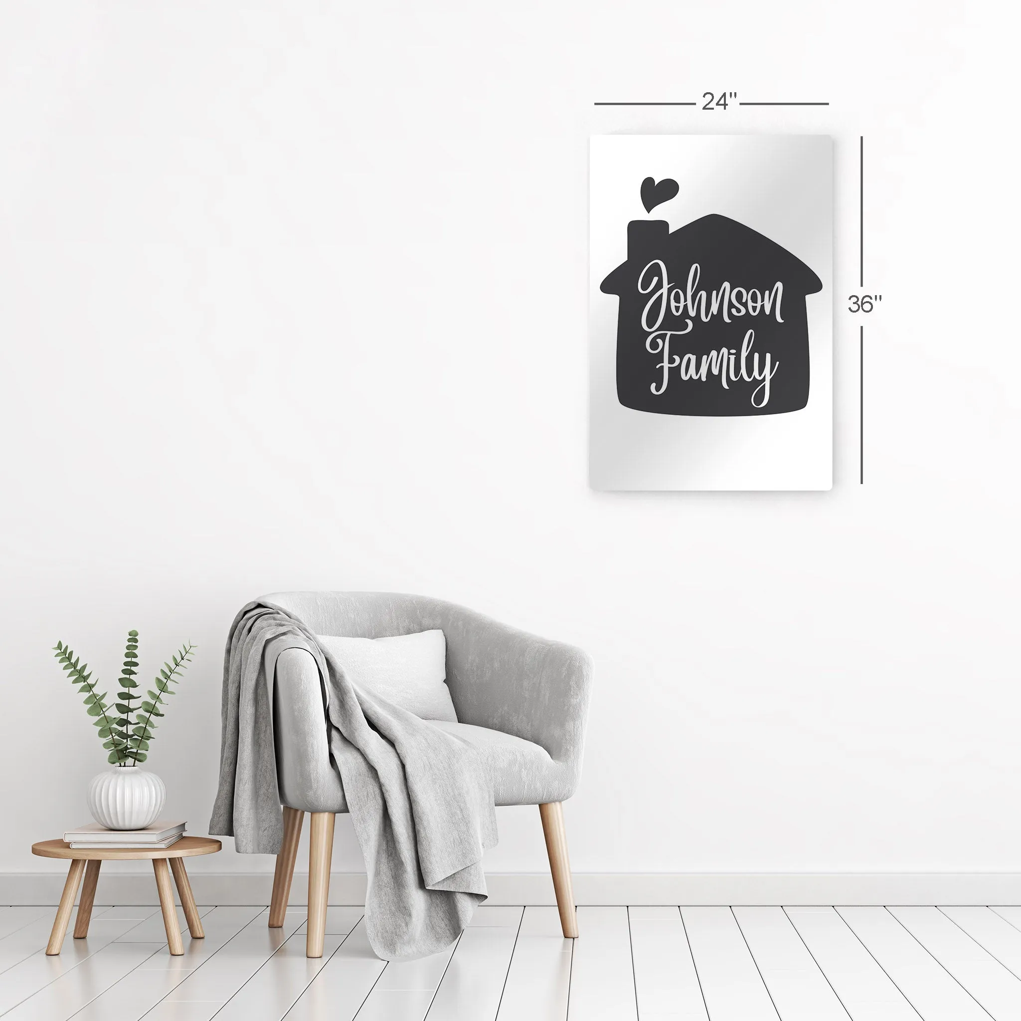 Personalized Gift Wall Art with Family Name in Home Shape Design