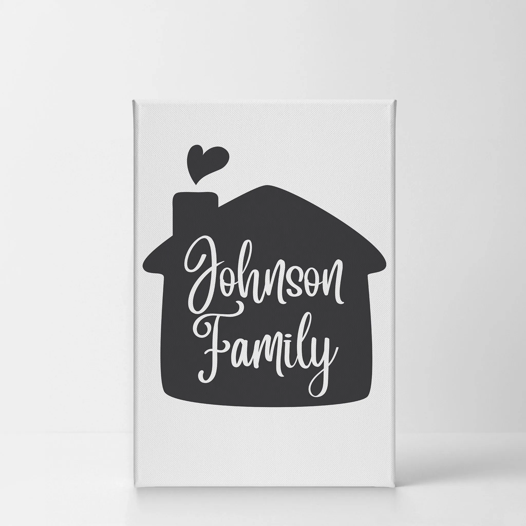 Personalized Gift Wall Art with Family Name in Home Shape Design