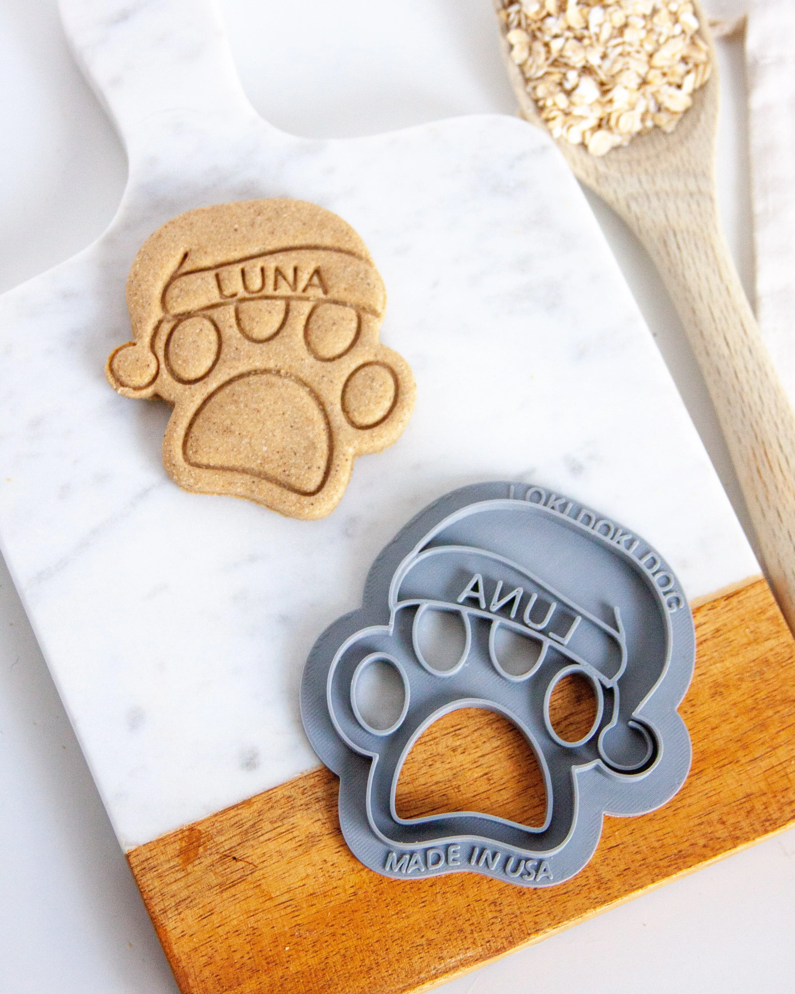 Personalized Santa Paws Cookie Cutter-  Christmas Dog Cookie Cutter