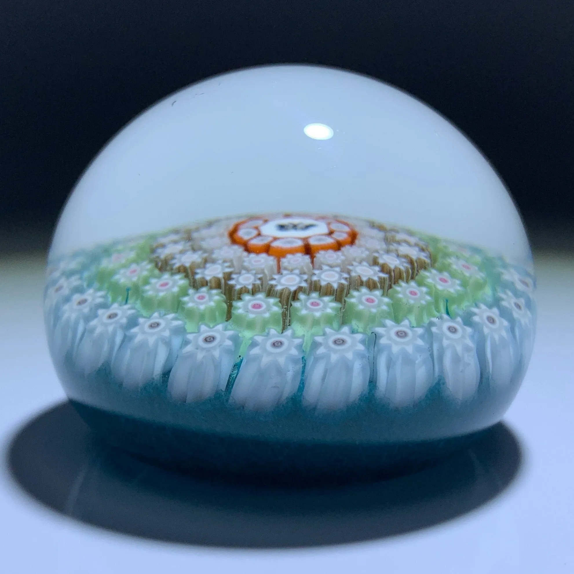 Perthshire Paperweights PP107 Complex Concentric Millefiori With Butterfly Picture Cane