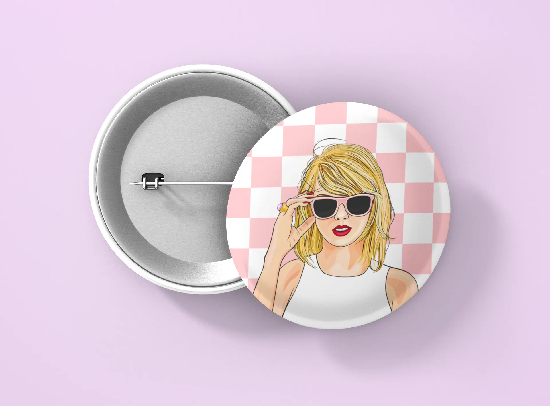 Pink Checker Taylor Button