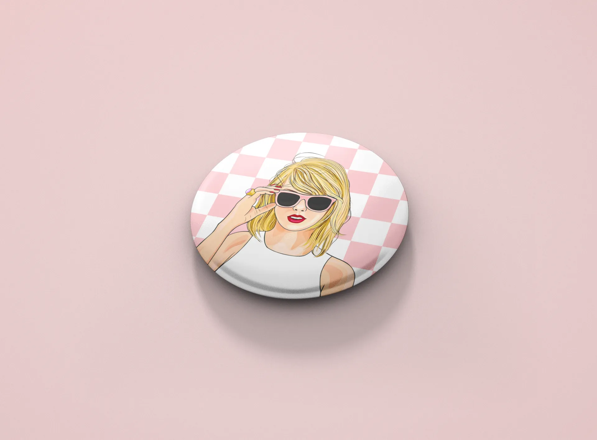 Pink Checker Taylor Button