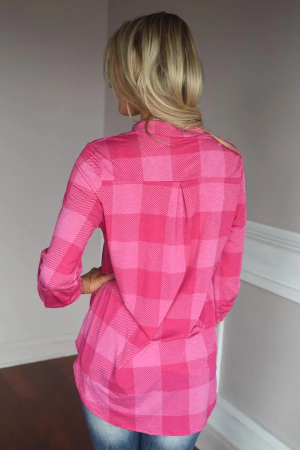 Pink Checker Top