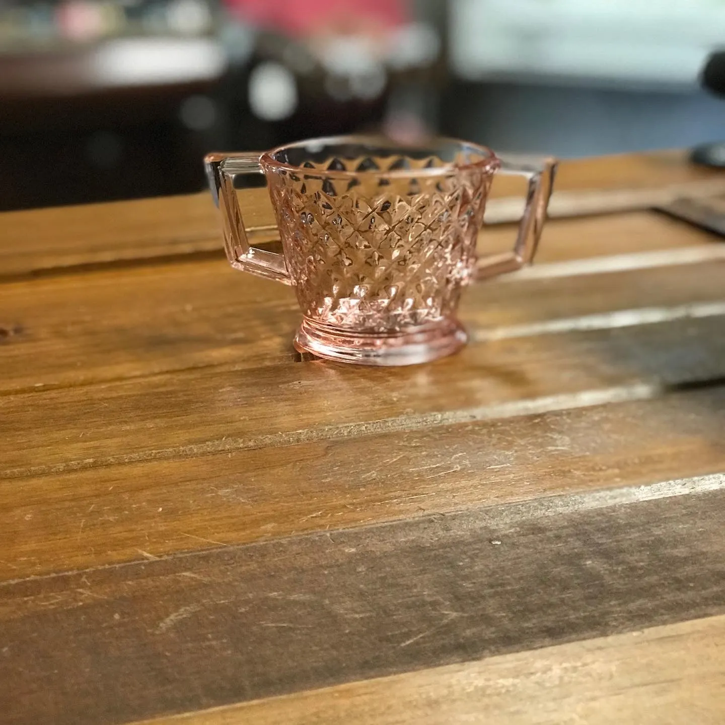 Pink Depression Glass Sugar Dish