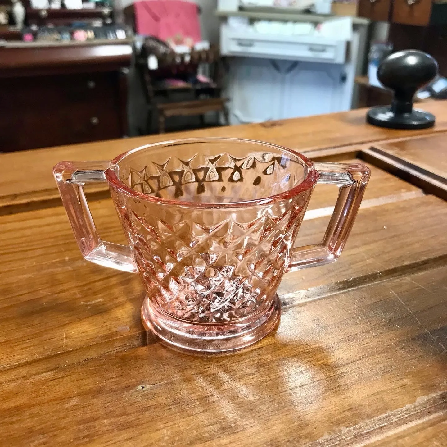Pink Depression Glass Sugar Dish