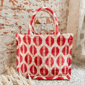 Pink Sunset Silk Ikat Large Tote