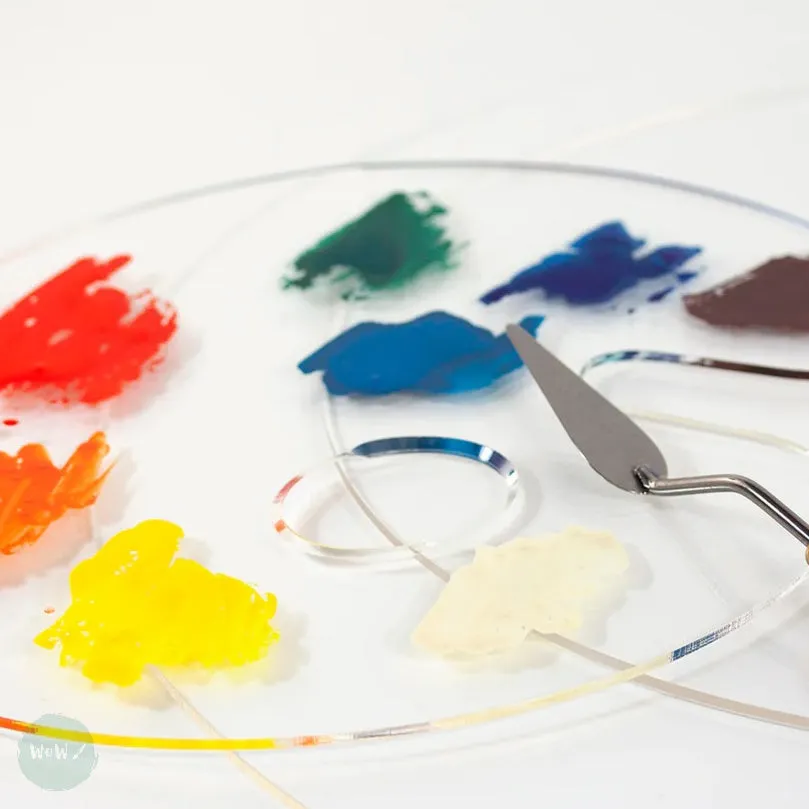 Plastic Palette- Clear PLEXIGLASS Oval Flat Palette- Small (22 x 28cm)
