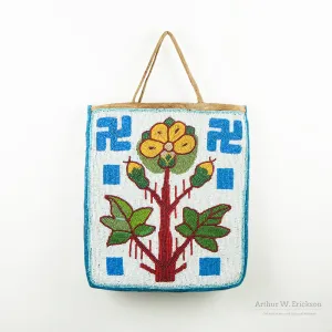Plateau Beaded Bag with Flower and Whirling Log Design