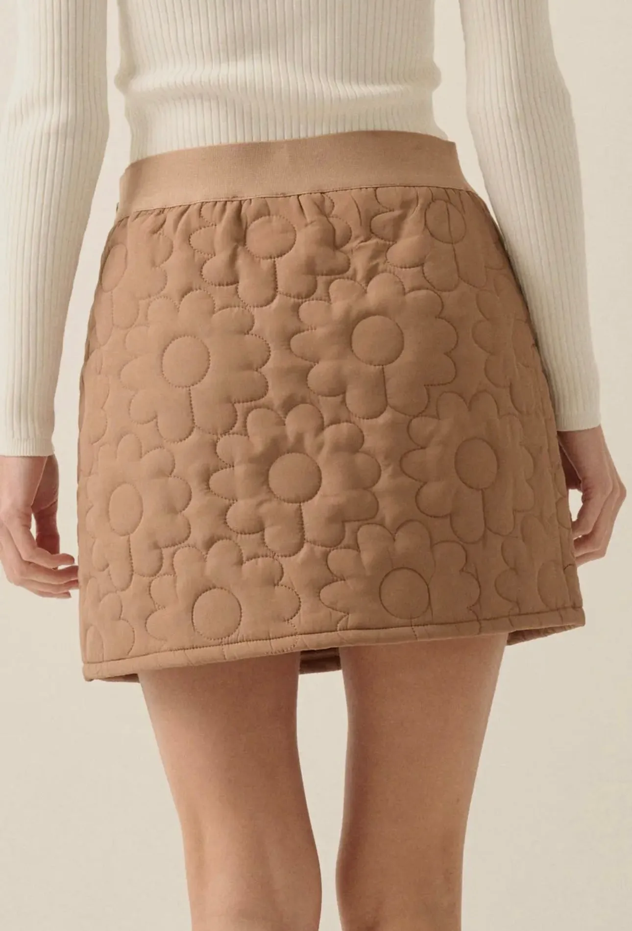 Plush Petals Floral Quilted A-Line Mini Skirt