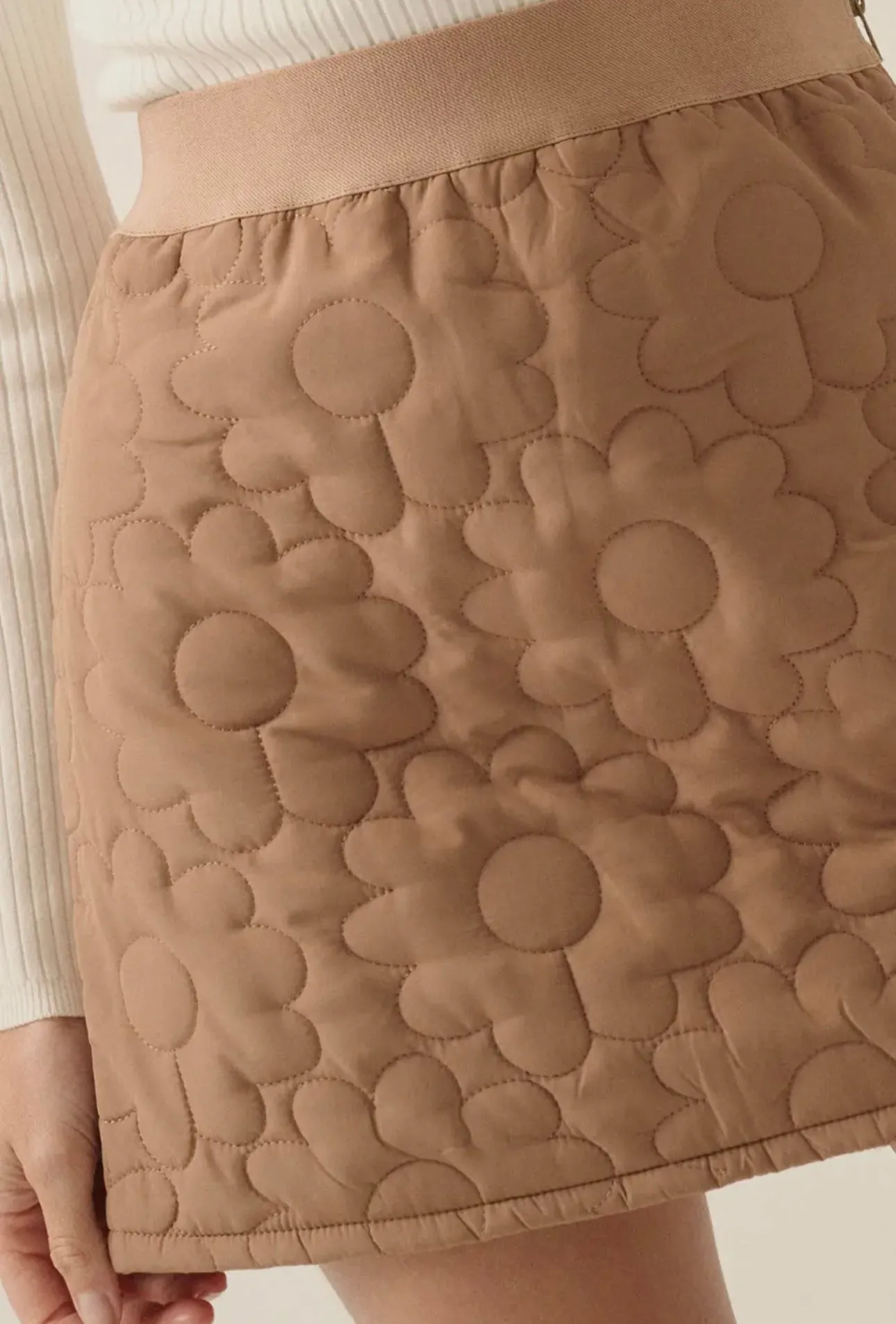 Plush Petals Floral Quilted A-Line Mini Skirt