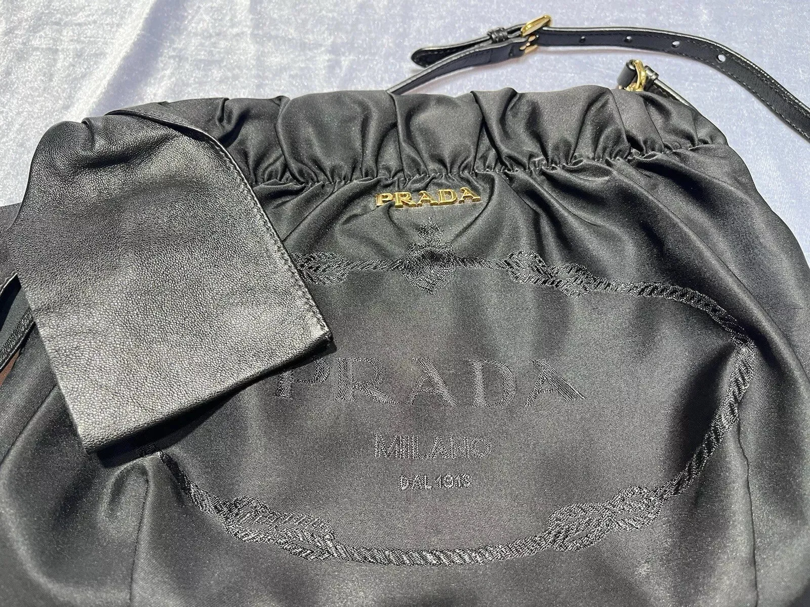 Prada Jacquard Bow Nylon/Leather Bag