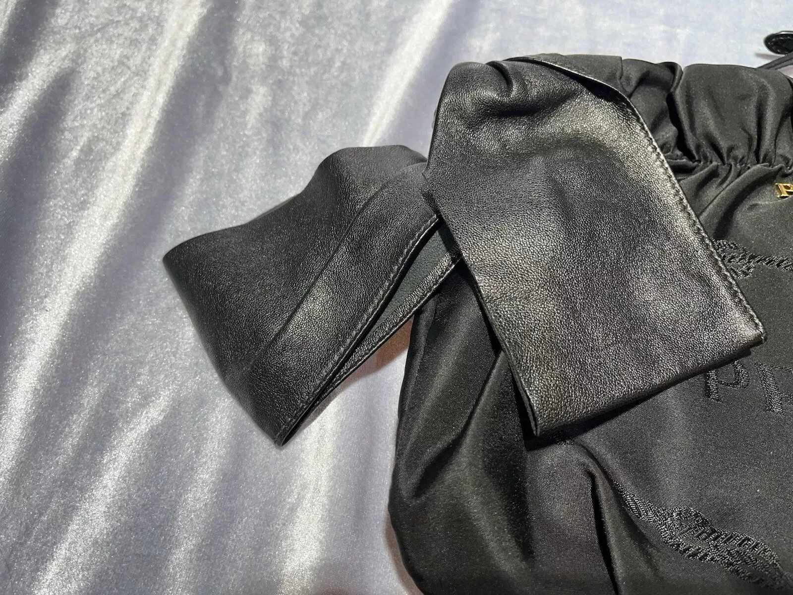 Prada Jacquard Bow Nylon/Leather Bag