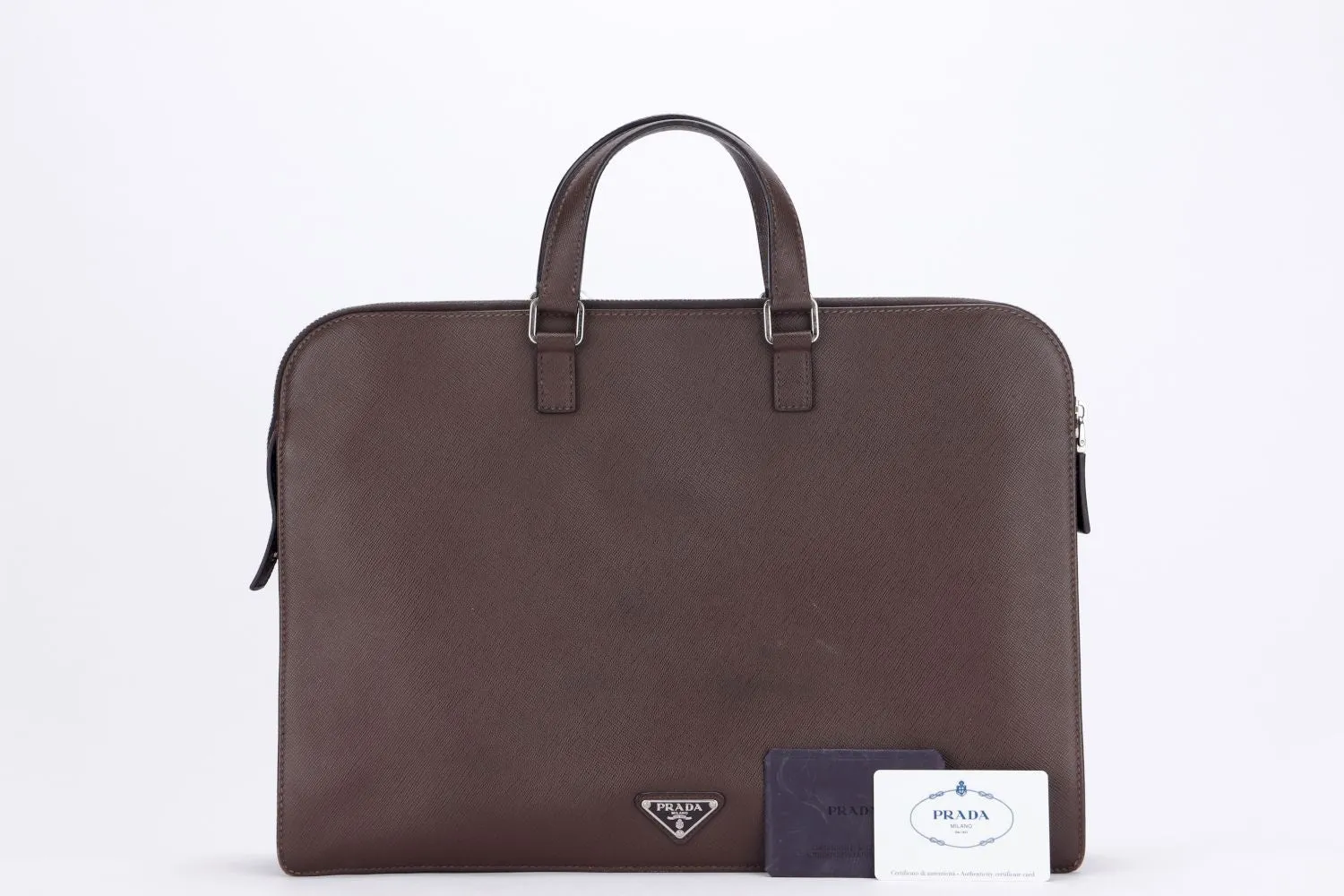 Prada Saffiano Travel Caffe Briefcase (VR0023), with Card, no Dust Cover
