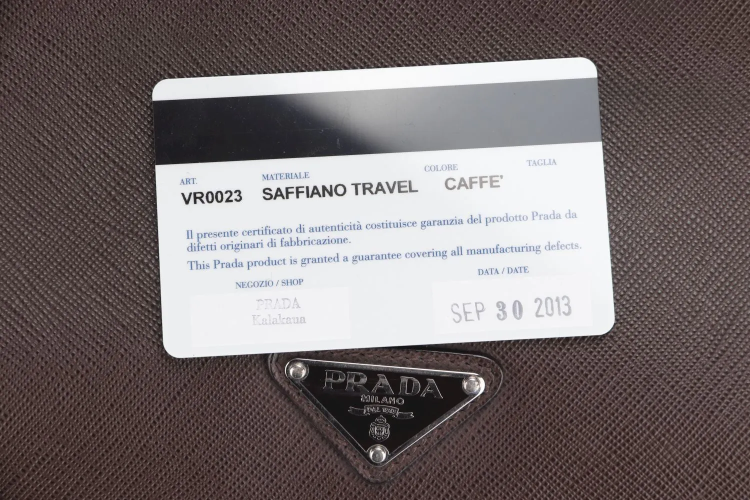 Prada Saffiano Travel Caffe Briefcase (VR0023), with Card, no Dust Cover