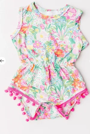 Preppy Petals Pom Pom Romper
