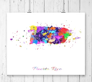 Puerto Rico Map Art Print - Unframed