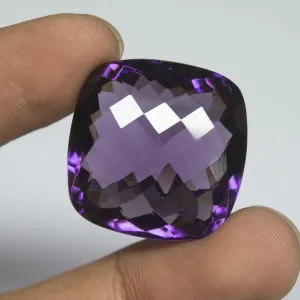 Purple Amethyst Quartz Cushion Checker Cut Loose Gemstone, 25x25x14mm, 54 aprrox