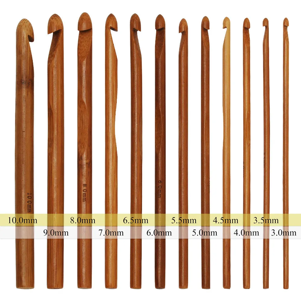 Purple Bamboo Crochet Hook,Carbonized Hook Flat Shank,Bamboo Crochet Starter Set,20pcs/set