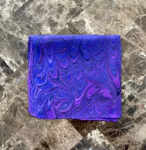 Purple Marbled 11x11”  Habotai silk,  pocket square, doily, hair tie, or accessorize your dog.