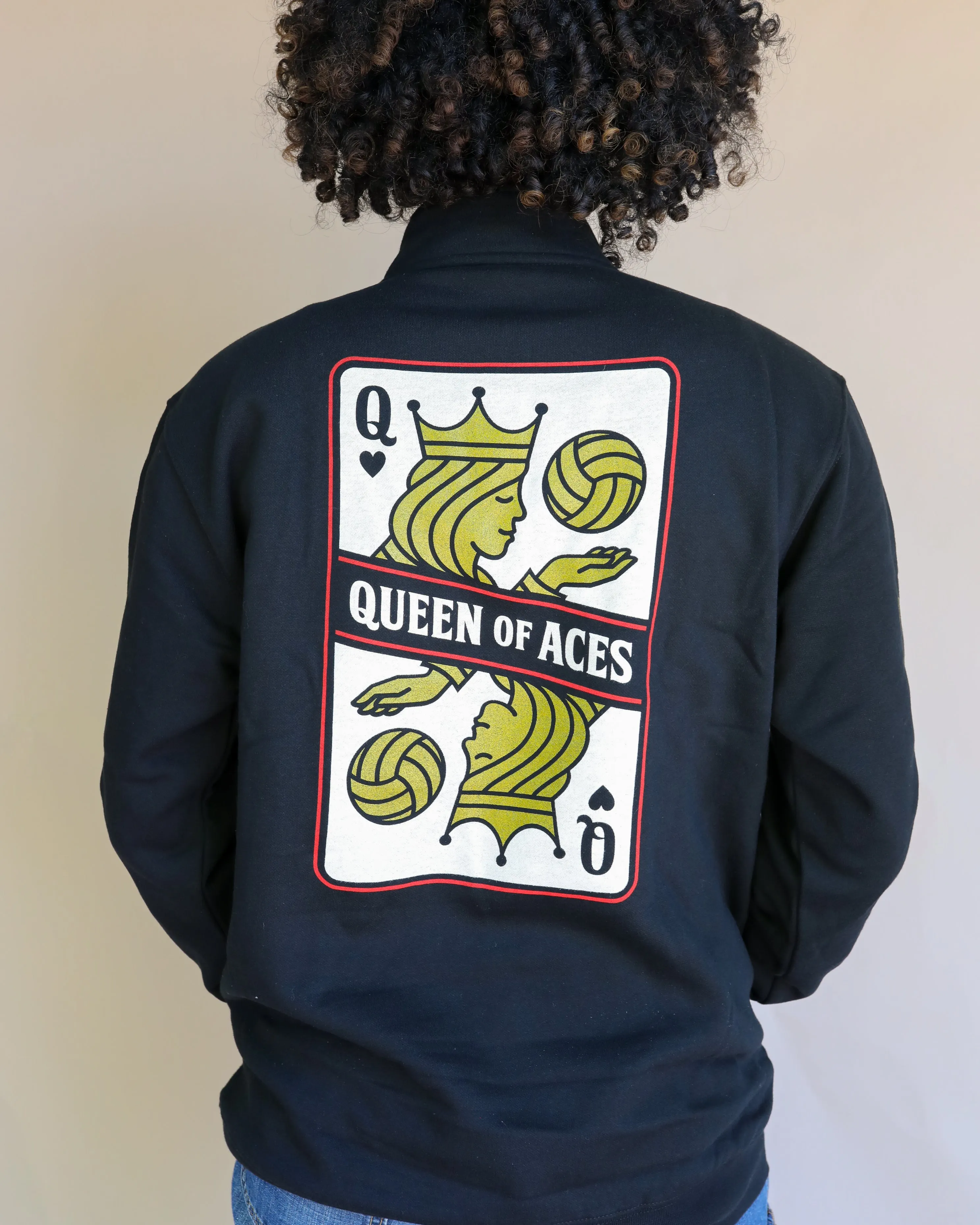 Queen Of Aces Quarter Zip Black