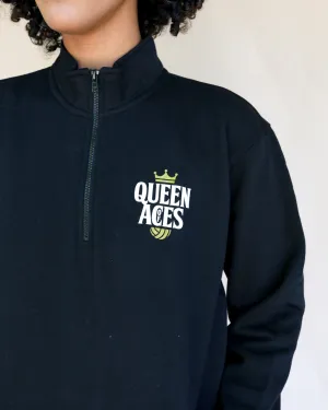 Queen Of Aces Quarter Zip Black