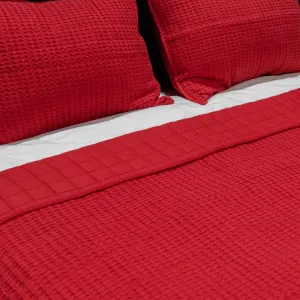 Quilt - Red Waffle Quilted
