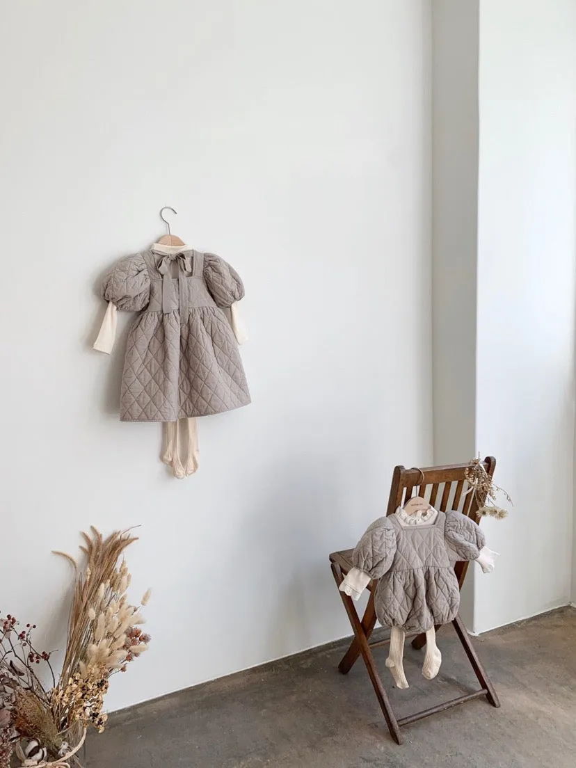 Quilted Bodysuit with Bowtie