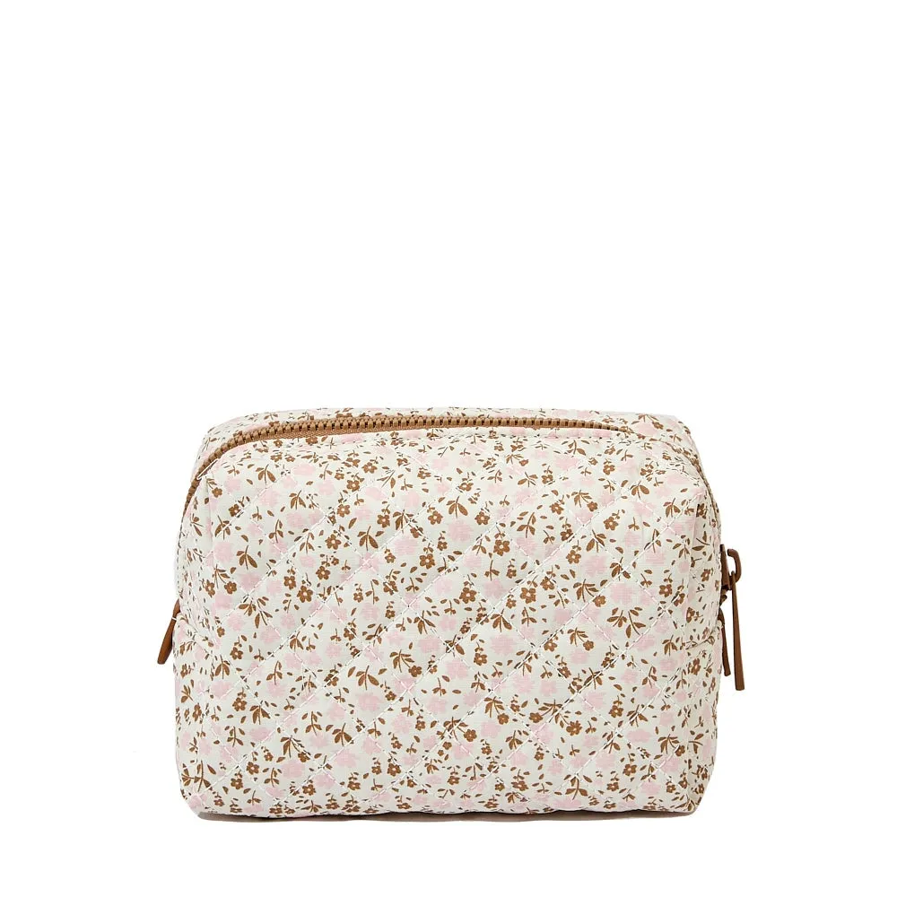 Quilted cosmetic case Brown floral