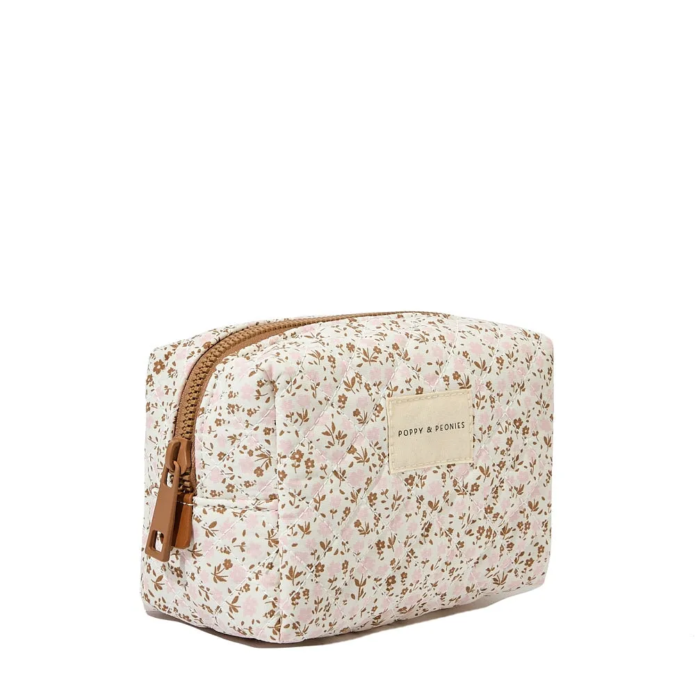 Quilted cosmetic case Brown floral