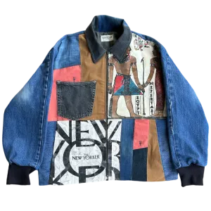 Quilted Denim Jacket with New Yorker and Egyptian motifs
