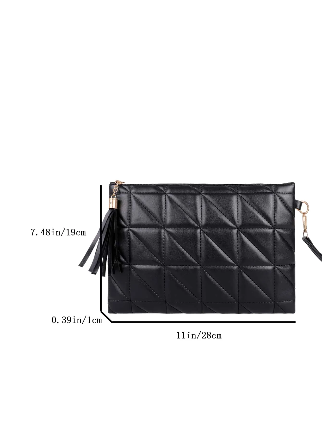 Quilted Embossed Tassel Decor Clutch Bag - Black- FD ⚡