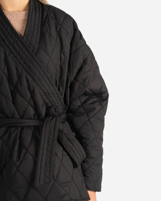 Quilted Kimono Jacket - Black