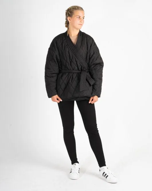 Quilted Kimono Jacket - Black