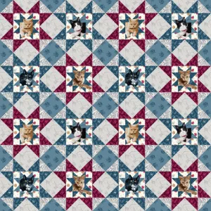 Quilted Kitties Blue