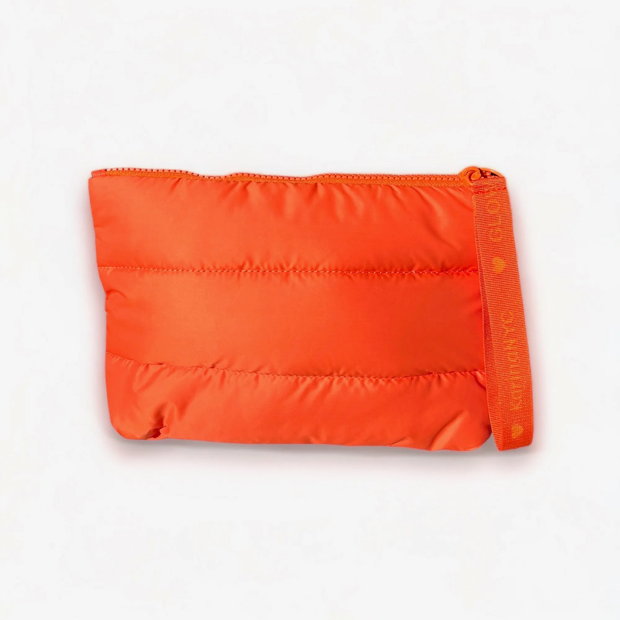Quilted Orange Puffer Skincare Clutch
