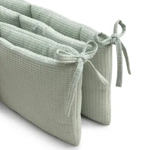 Quilted waffle cot protective bumper mint