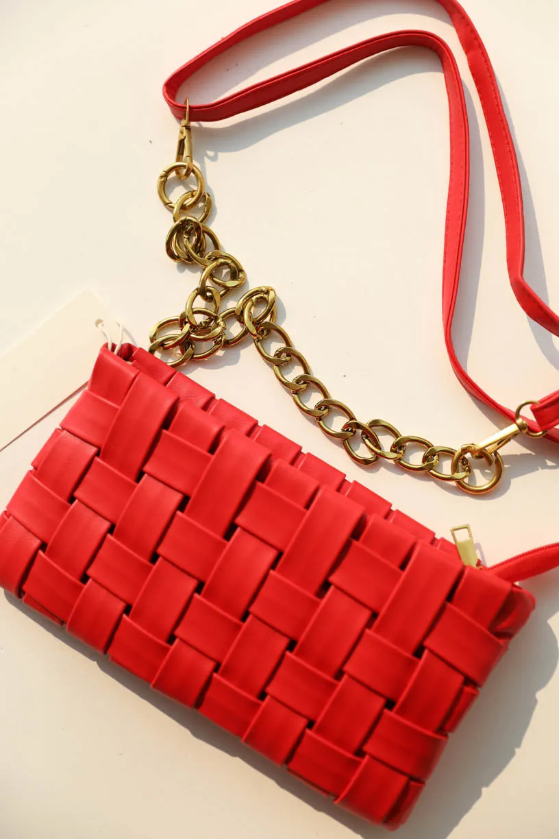 Quilted Weaved Crossbody Clutch