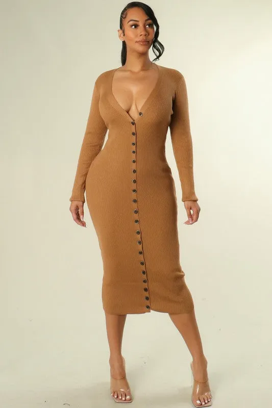 "Business Mama" Stretch Midi Dress - Camel