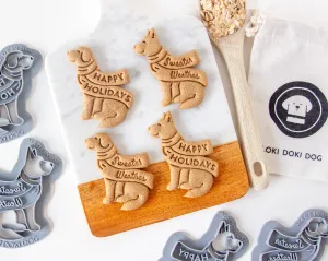 "Happy Holidays" & "Sweater Weather" Dog with Scarf Cookie Cutter