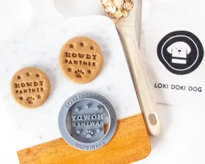 "Howdy Pawtner" with Stars, Round Shaped Cookie Cutter